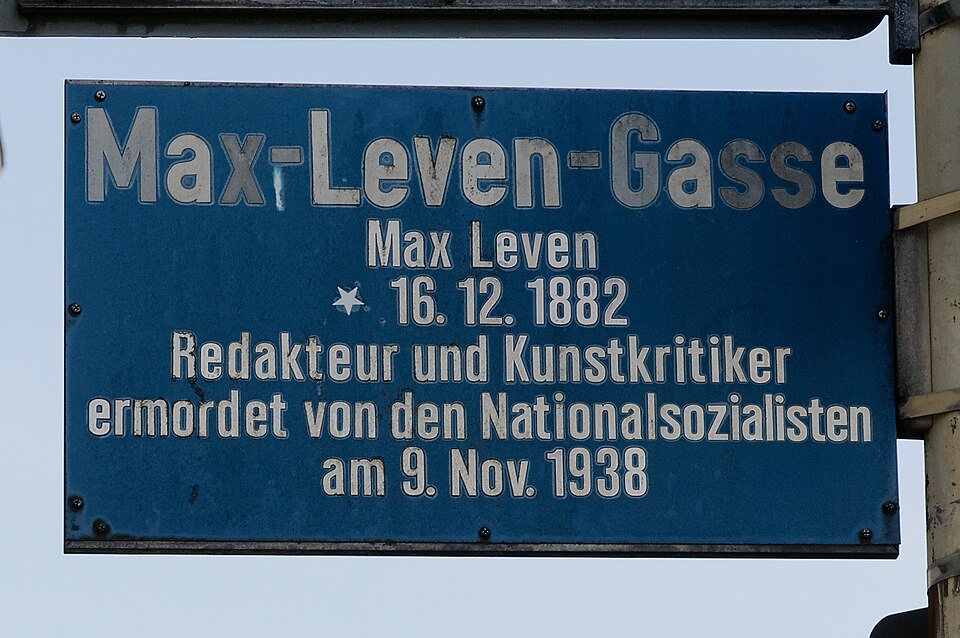 Wintergarten-Fachbetriebe in Neue Kolonie Westhausen: SG Straßenschild Max-Leven-Gasse – Foto: Petra Klawikowski Wintergarten-Fachbetriebe in Neue Kolonie Westhausen: SG Straßenschild Max-Leven-Gasse